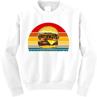 Retro Vintage Cheeseburger Design Costume Hamburger Lovers Kids Sweatshirt