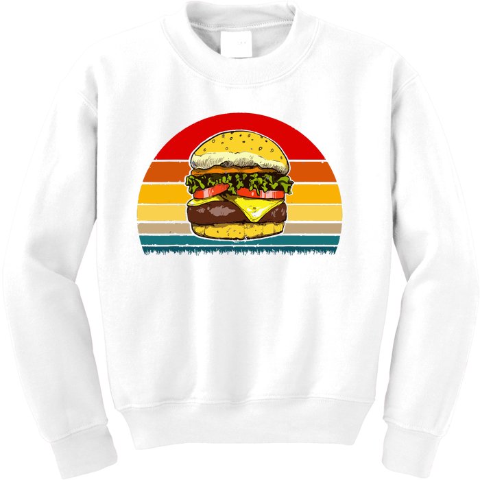 Retro Vintage Cheeseburger Design Costume Hamburger Lovers Kids Sweatshirt