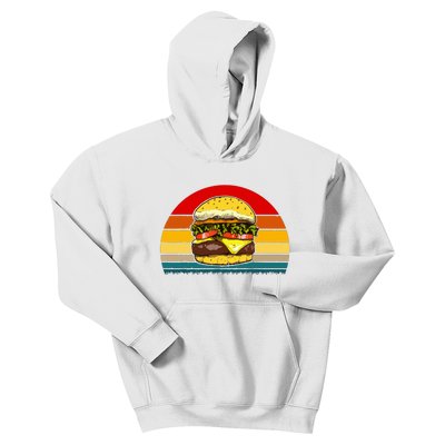 Retro Vintage Cheeseburger Design Costume Hamburger Lovers Kids Hoodie