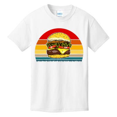 Retro Vintage Cheeseburger Design Costume Hamburger Lovers Kids T-Shirt