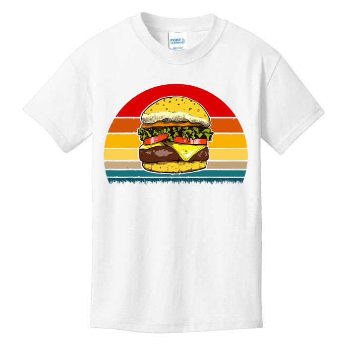 Retro Vintage Cheeseburger Design Costume Hamburger Lovers Kids T-Shirt