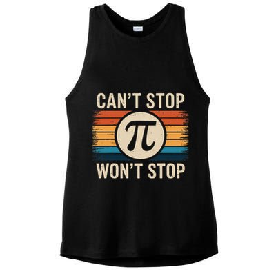 Retro Vintage Cant Stop Pi Wont Stop Pi Day Math Teachers Ladies PosiCharge Tri-Blend Wicking Tank