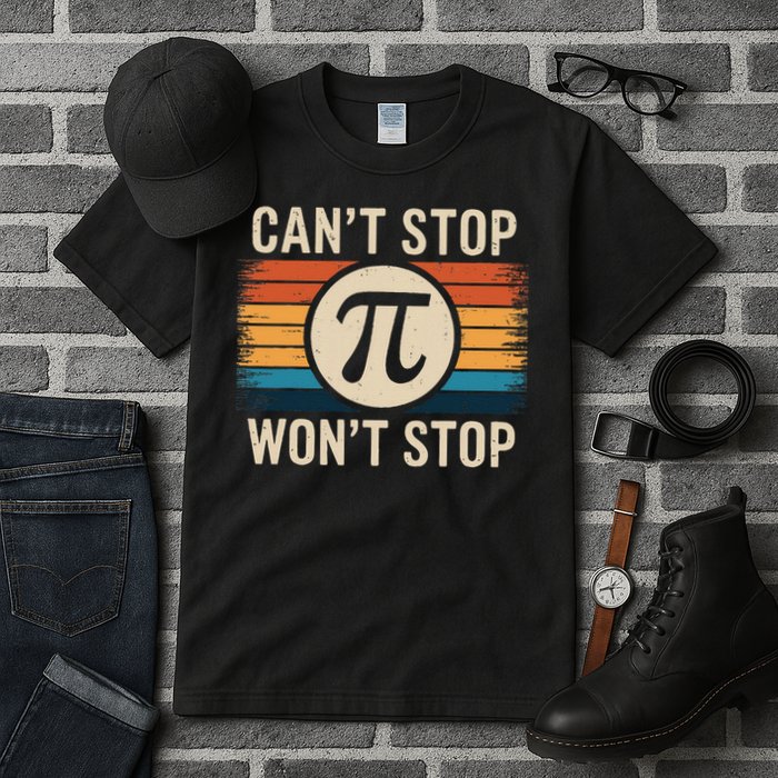 Retro Vintage Cant Stop Pi Wont Stop Pi Day Math Teachers Tall T-Shirt
