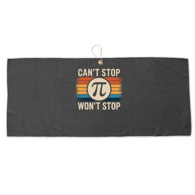 Retro Vintage Cant Stop Pi Wont Stop Pi Day Math Teachers Large Microfiber Waffle Golf Towel