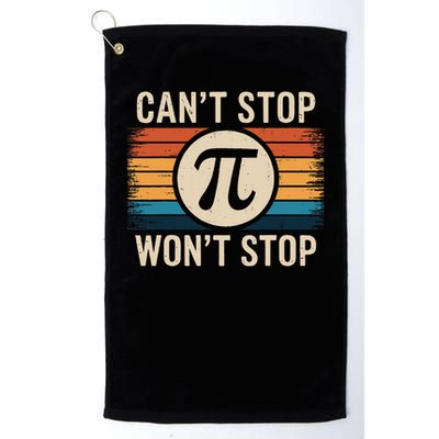 Retro Vintage Cant Stop Pi Wont Stop Pi Day Math Teachers Golf Towel
