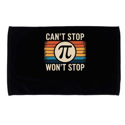 Retro Vintage Cant Stop Pi Wont Stop Pi Day Math Teachers Microfiber Hand Towel
