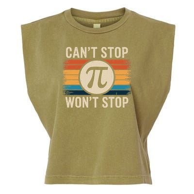 Retro Vintage Cant Stop Pi Wont Stop Pi Day Math Teachers Garment-Dyed Women's Muscle Tee