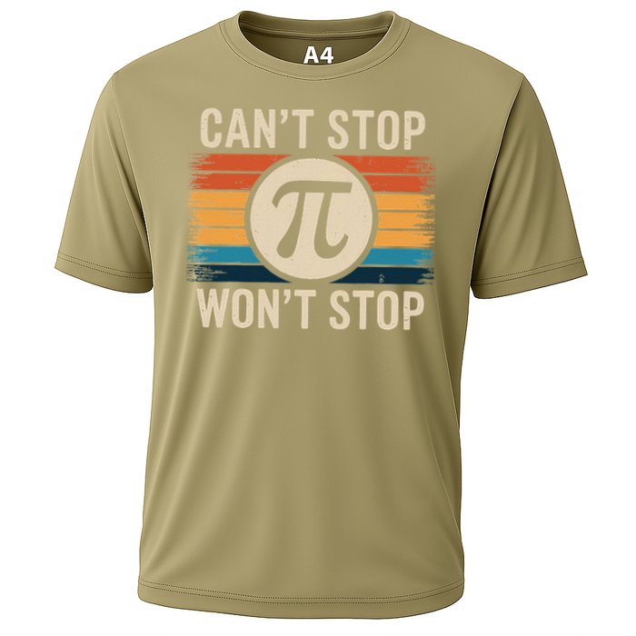 Retro Vintage Cant Stop Pi Wont Stop Pi Day Math Teachers Performance Shirt
