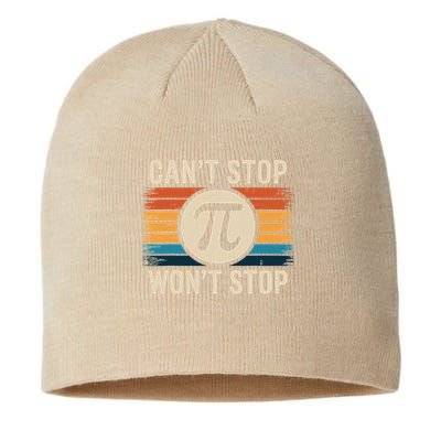 Retro Vintage Cant Stop Pi Wont Stop Pi Day Math Teachers Sustainable Beanie
