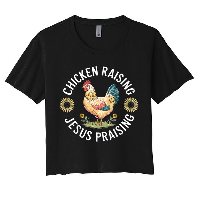 Retro Vintage Chicken Raising & Jesus Praising  Crop Top