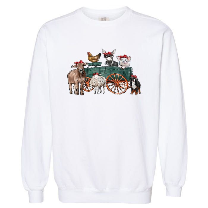 Retro Vintage Cute Farm Animals Farmer Farming Garment-Dyed Sweatshirt