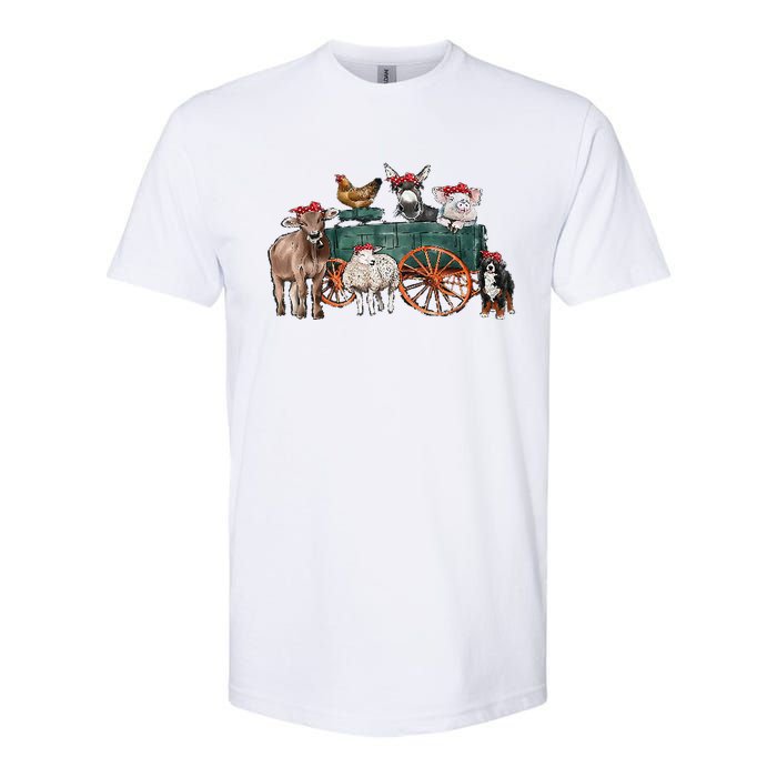 Retro Vintage Cute Farm Animals Farmer Farming Softstyle CVC T-Shirt