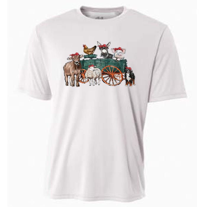 Retro Vintage Cute Farm Animals Farmer Farming Cooling Performance Crew T-Shirt