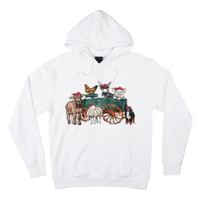 Retro Vintage Cute Farm Animals Farmer Farming Hoodie