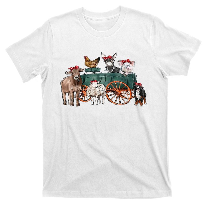 Retro Vintage Cute Farm Animals Farmer Farming T-Shirt