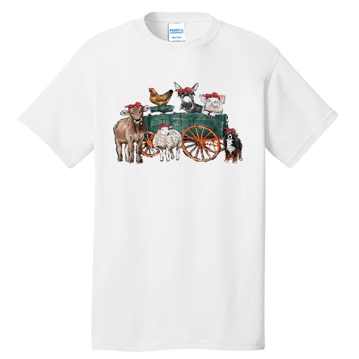 Retro Vintage Cute Farm Animals Farmer Farming Tall T-Shirt