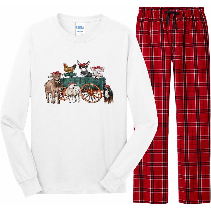 Retro Vintage Cute Farm Animals Farmer Farming Long Sleeve Pajama Set