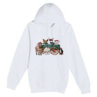 Retro Vintage Cute Farm Animals Farmer Farming Premium Pullover Hoodie