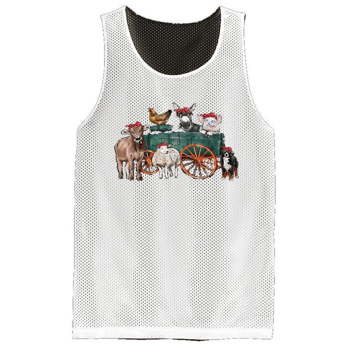 Retro Vintage Cute Farm Animals Farmer Farming Mesh Reversible Basketball Jersey Tank