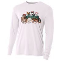 Retro Vintage Cute Farm Animals Farmer Farming Cooling Performance Long Sleeve Crew