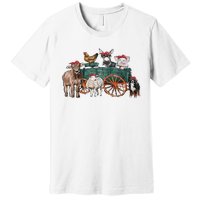 Retro Vintage Cute Farm Animals Farmer Farming Premium T-Shirt