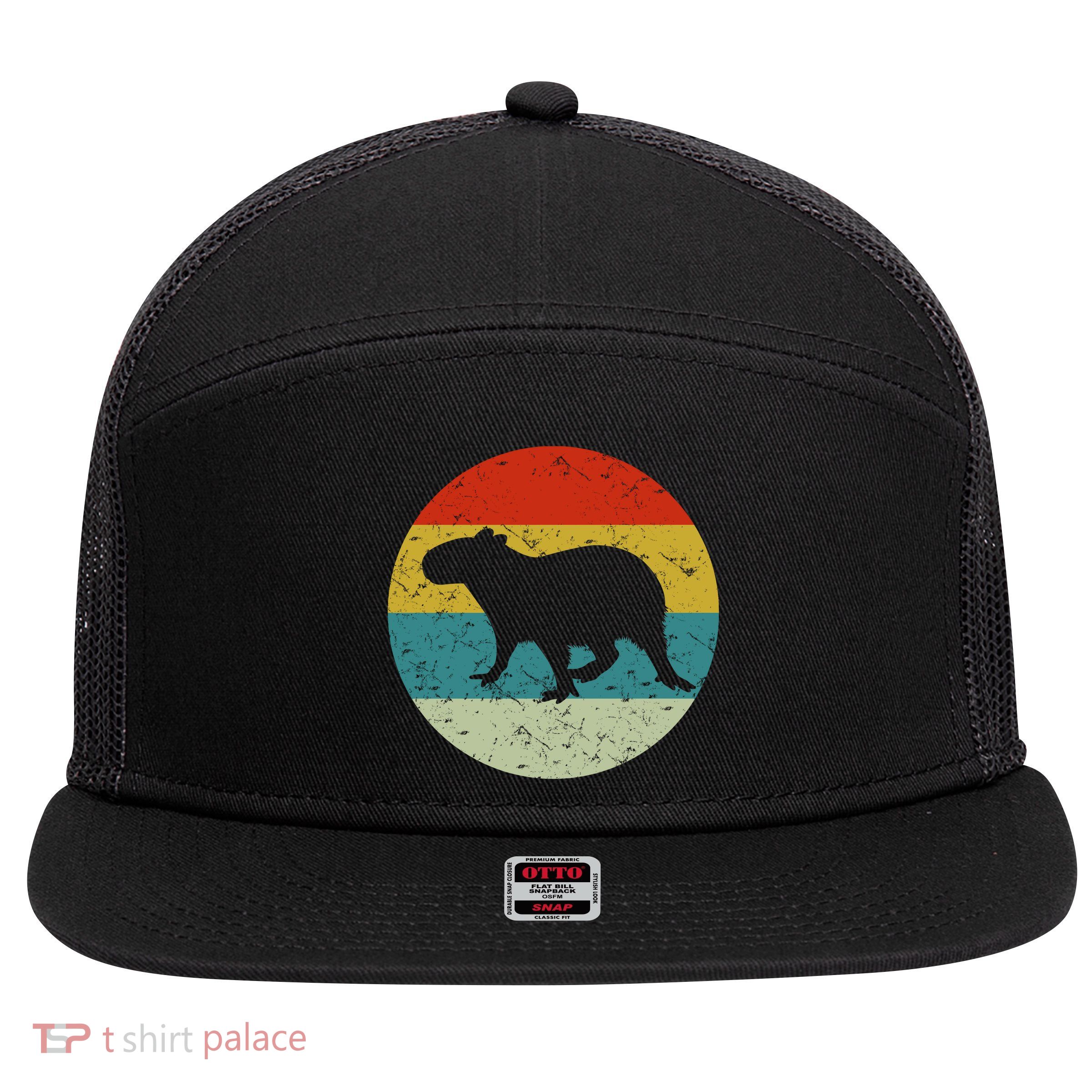 Retro Vintage Capybara 7 Panel Mesh Trucker Snapback Hat