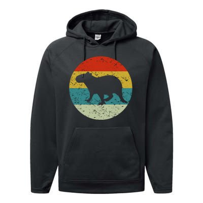 Retro Vintage Capybara Performance Fleece Hoodie