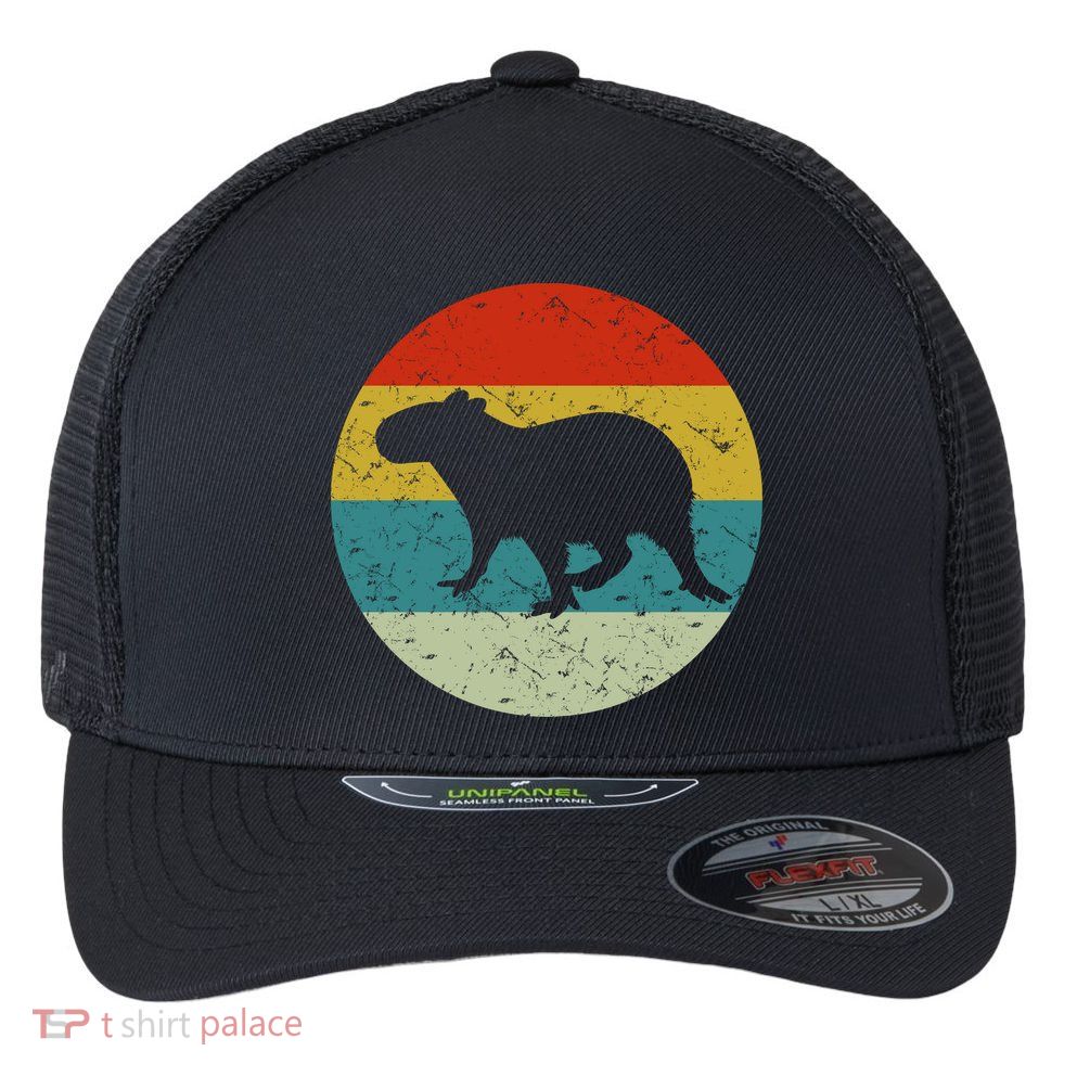 Retro Vintage Capybara Flexfit Unipanel Trucker Cap