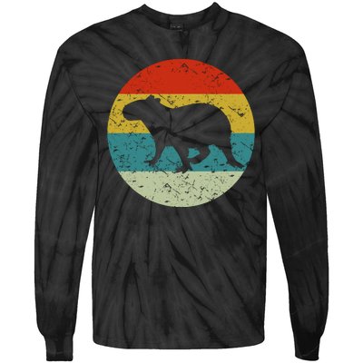 Retro Vintage Capybara Tie-Dye Long Sleeve Shirt