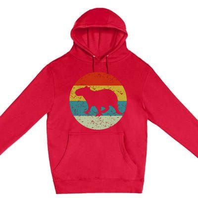 Retro Vintage Capybara Premium Pullover Hoodie