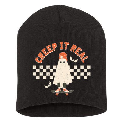 Retro Vintage Creep It Real Ghost Girl Boy Halloween Costume Short Acrylic Beanie