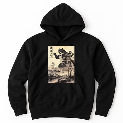 Retro Vintage Cat Japanese Art Catzilla Legendary Rare Kaiju Gift Hoodie