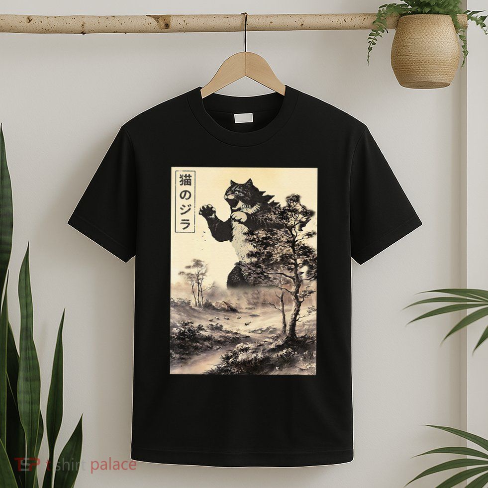 Retro Vintage Cat Japanese Art Catzilla Legendary Rare Kaiju Gift T-Shirt