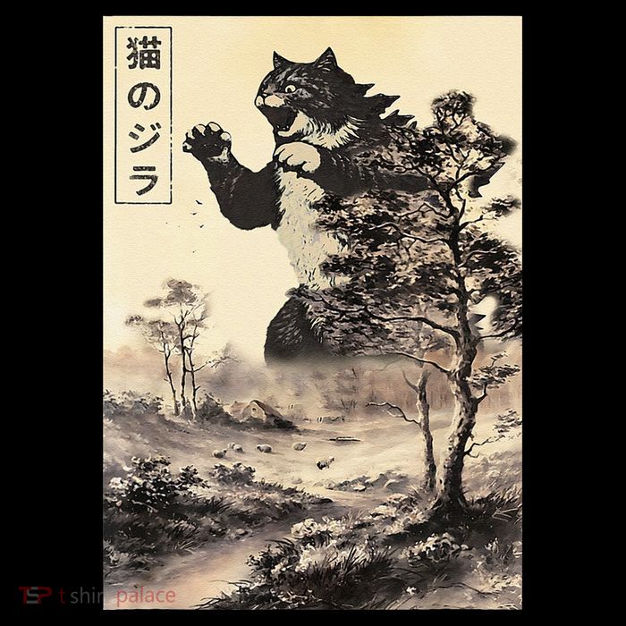 Retro Vintage Cat Japanese Art Catzilla Legendary Rare Kaiju Gift Kids T-Shirt