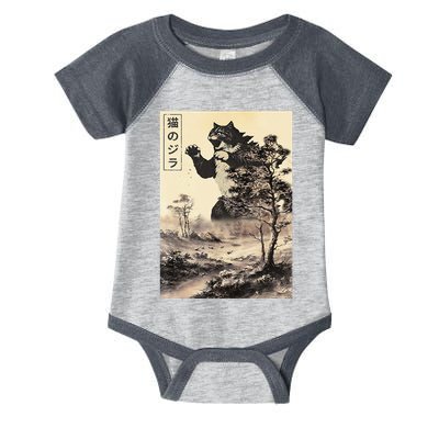 Retro Vintage Cat Japanese Art Catzilla Legendary Rare Kaiju Gift Infant Baby Jersey Bodysuit