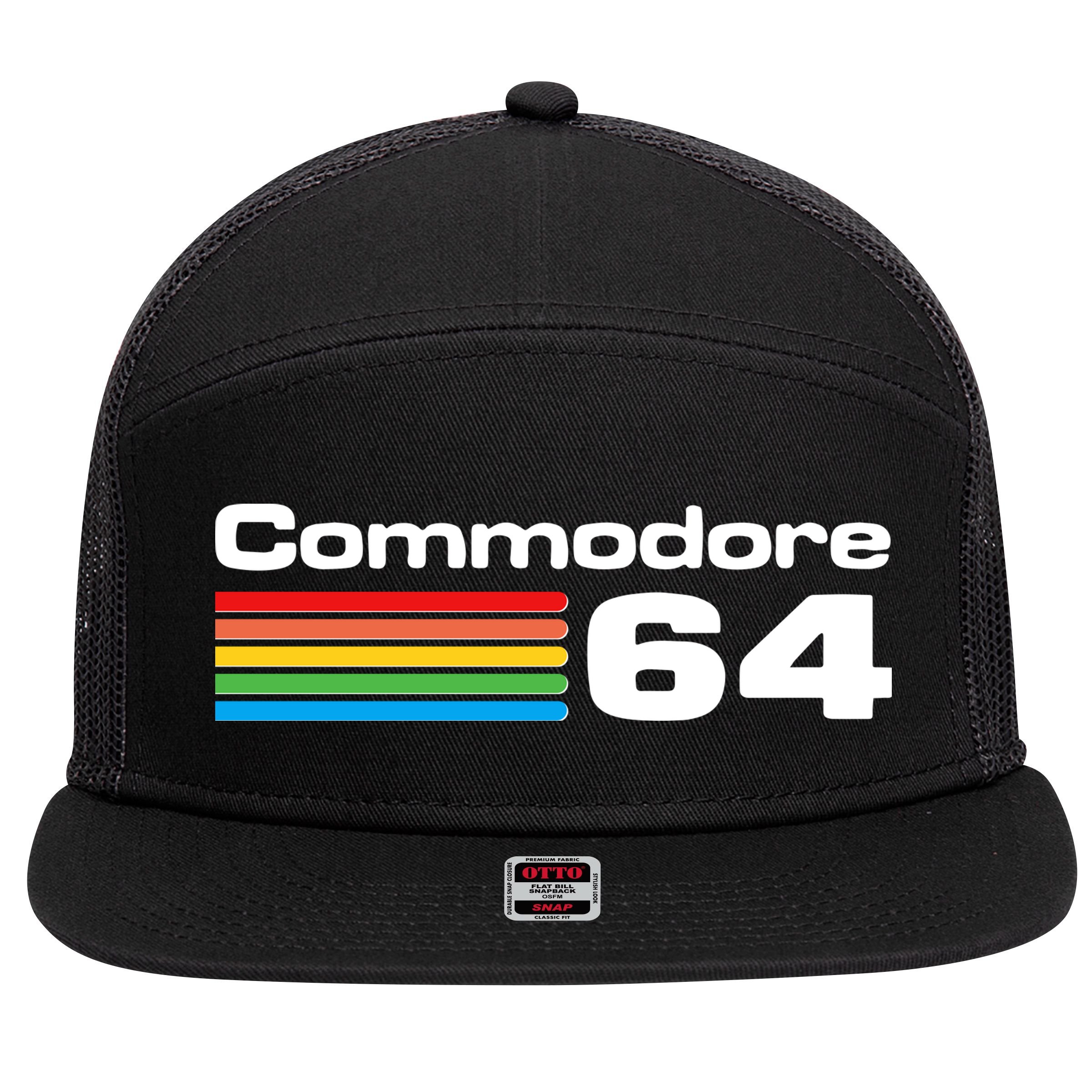 Retro Vintage Commodore Computer Logo 7 Panel Mesh Trucker Snapback Hat