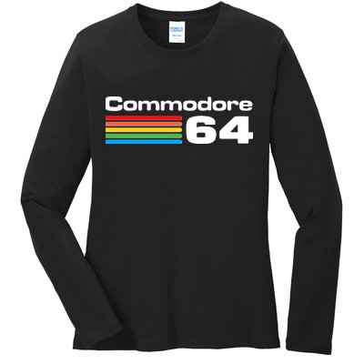 Retro Vintage Commodore Computer Logo Ladies Long Sleeve Shirt