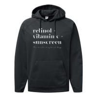 Retinol Vitamin C And Sunscreen Aesthetic Esthetician Nurse Performance Fleece Hoodie