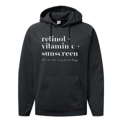 Retinol Vitamin C And Sunscreen Aesthetic Esthetician Nurse Performance Fleece Hoodie