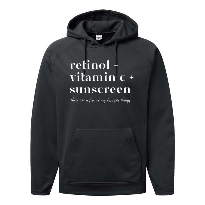 Retinol Vitamin C And Sunscreen Aesthetic Esthetician Nurse Performance Fleece Hoodie