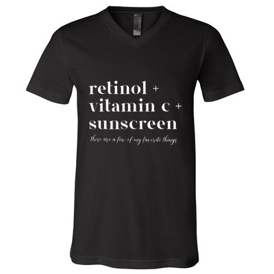 Retinol Vitamin C And Sunscreen Aesthetic Esthetician Nurse V-Neck T-Shirt
