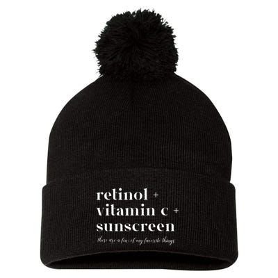Retinol Vitamin C And Sunscreen Aesthetic Esthetician Nurse Pom Pom 12in Knit Beanie