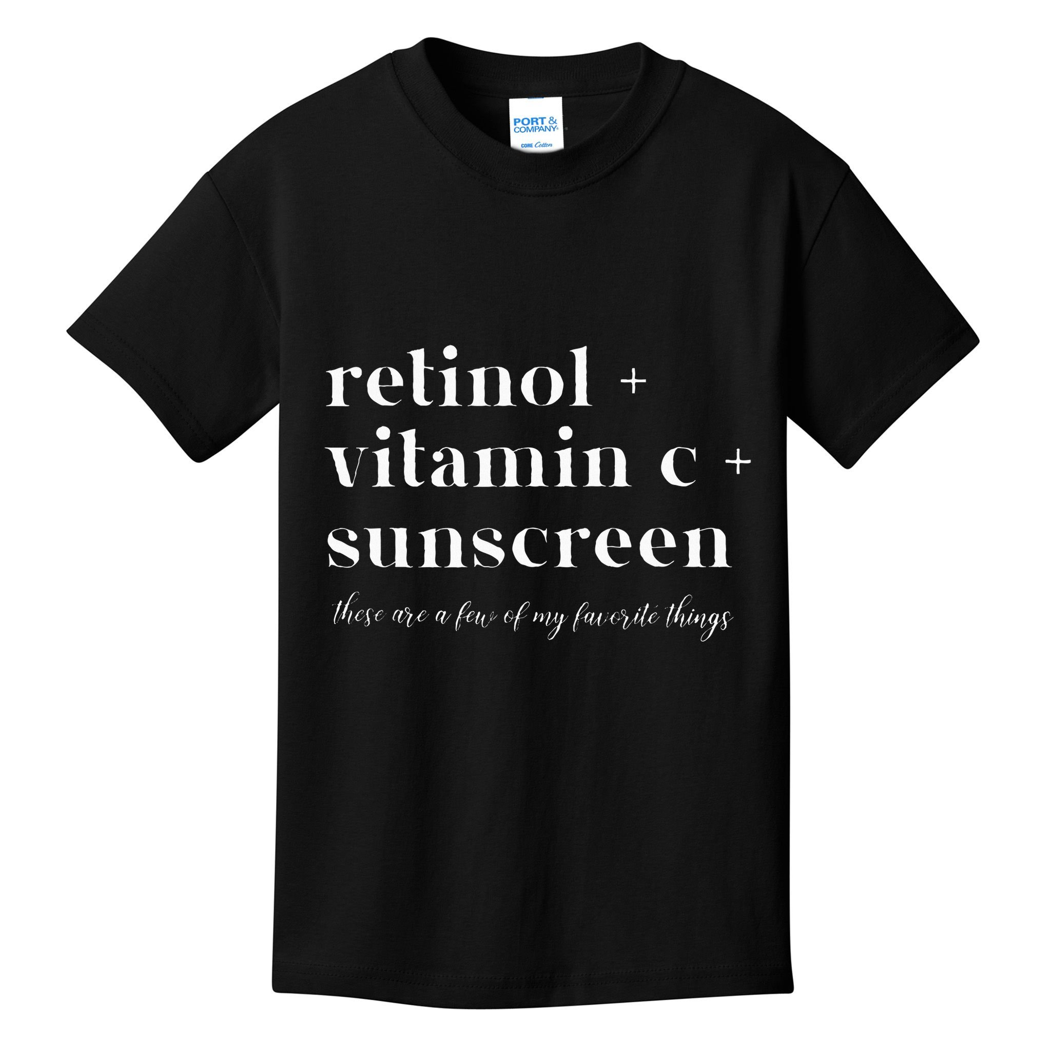 Retinol Vitamin C And Sunscreen Aesthetic Esthetician Nurse Kids T-Shirt