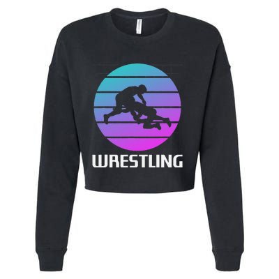 Retro Vintage Classic Wrestling Wrestler  Cropped Pullover Crew