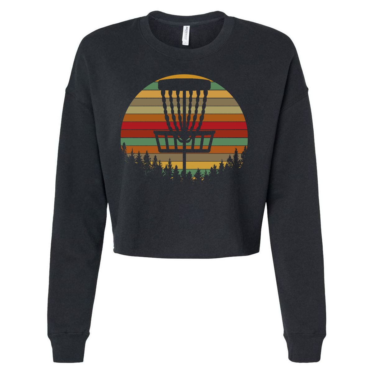 Retro Vintage Disc Golf Frolf Flying Disc Sport Lover Cropped Pullover Crew