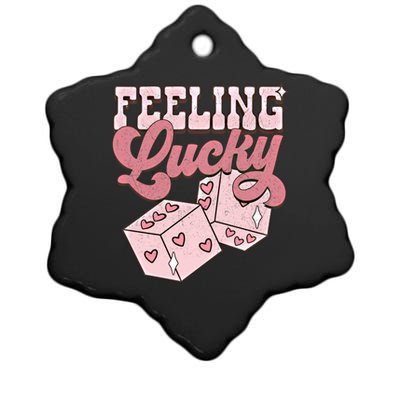 Retro Valentines Day Funny Feeling Lucky Valentine Pocket Great Gift Ceramic Star Ornament