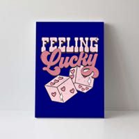 Retro Valentines Day Funny Feeling Lucky Valentine Pocket Great Gift Canvas