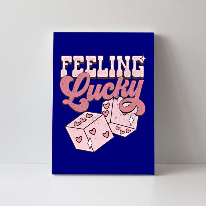 Retro Valentines Day Funny Feeling Lucky Valentine Pocket Great Gift Canvas