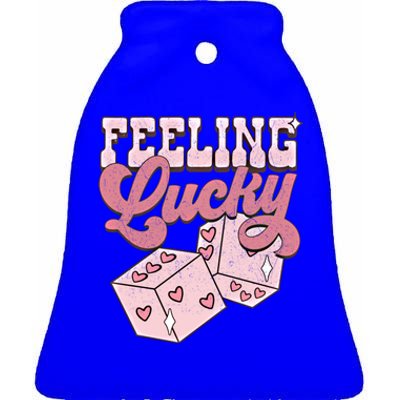 Retro Valentines Day Funny Feeling Lucky Valentine Pocket Great Gift Ceramic Bell Ornament