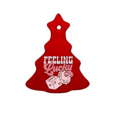 Retro Valentines Day Funny Feeling Lucky Valentine Pocket Great Gift Ceramic Tree Ornament